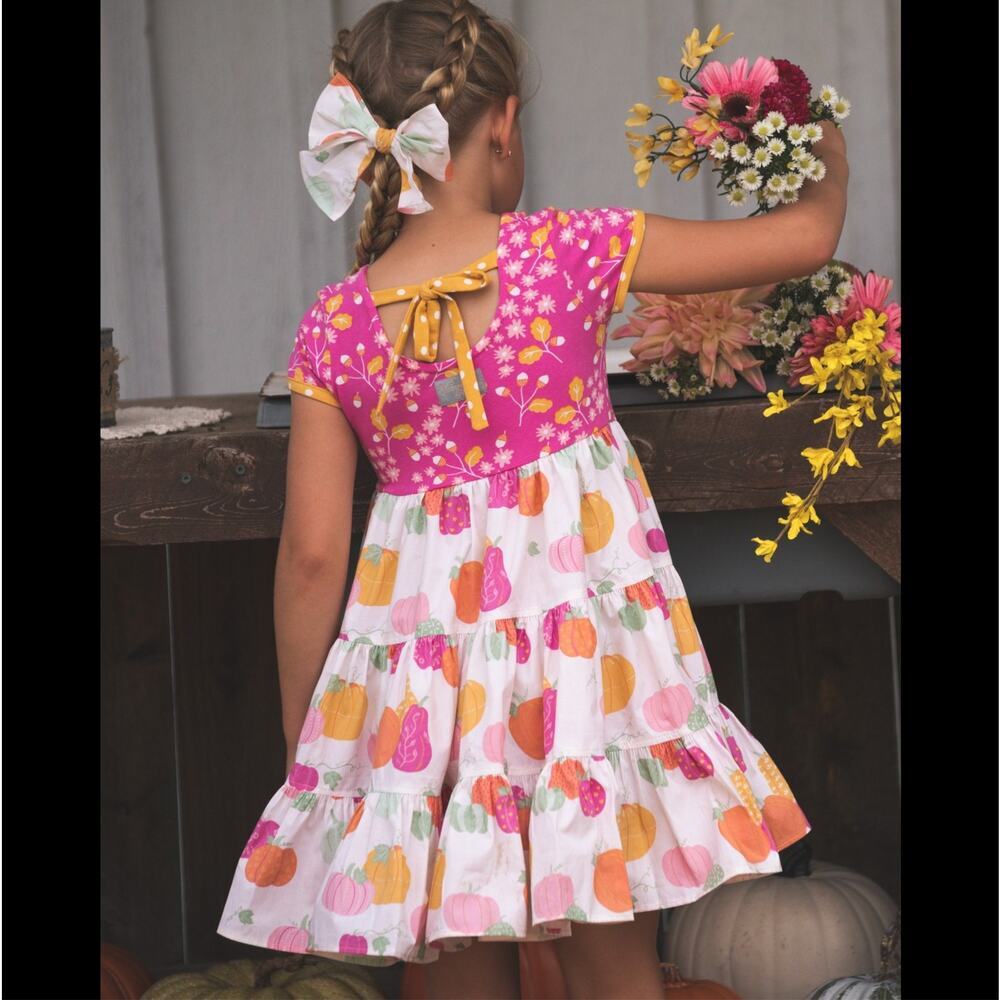 Eleanor Rose Britney Dress Girls Size 3 - 4 Pumpkin Acorn Short Sleeve